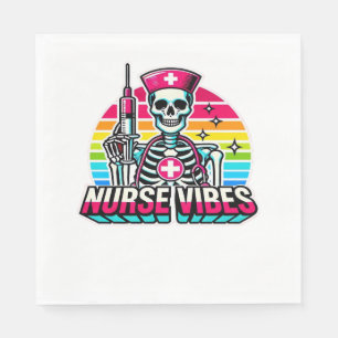 Guardanapo De Papel Enfermeira-Esqueleto-Neon Retro - Medicina Engraça
