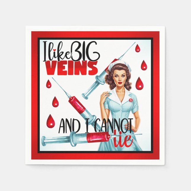 Guardanapo De Papel Enfermeira Nostálgica Bonita Se Aproxima Na Enferm (Frente)