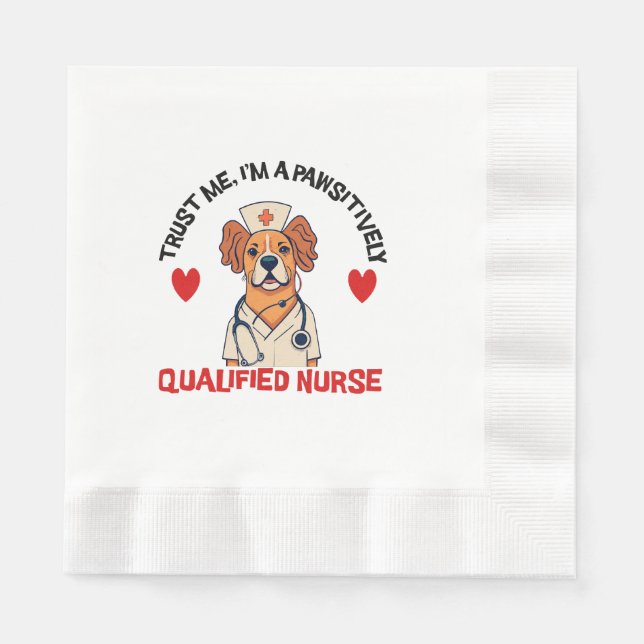 Guardanapo De Papel Enfermeira Qualificada Pawsitivamente (Frente)