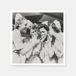 Guardanapo De Papel Enfermeiros Fumando Fotografia da Vintagem