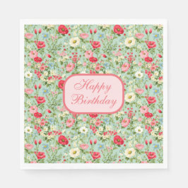 Guardanapo De Papel English Country Wildflower Happy Birthday Napkins