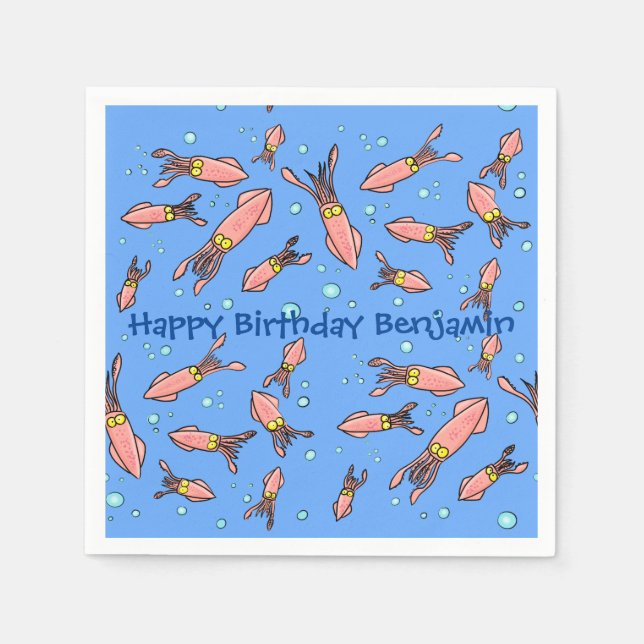 Guardanapo De Papel Engraçada escola de lulas com desenhos animados (Frente)