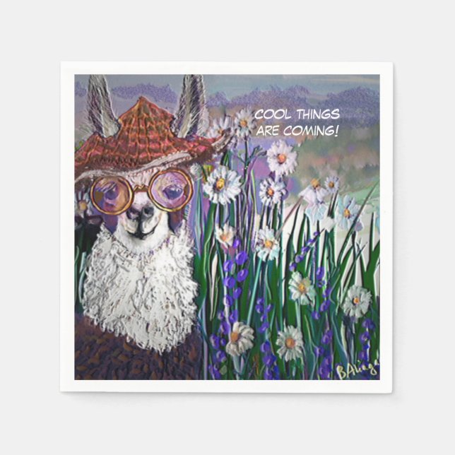 Guardanapo De Papel Engraçada Mãe Llama Mantenha Sua Legal (Frente)