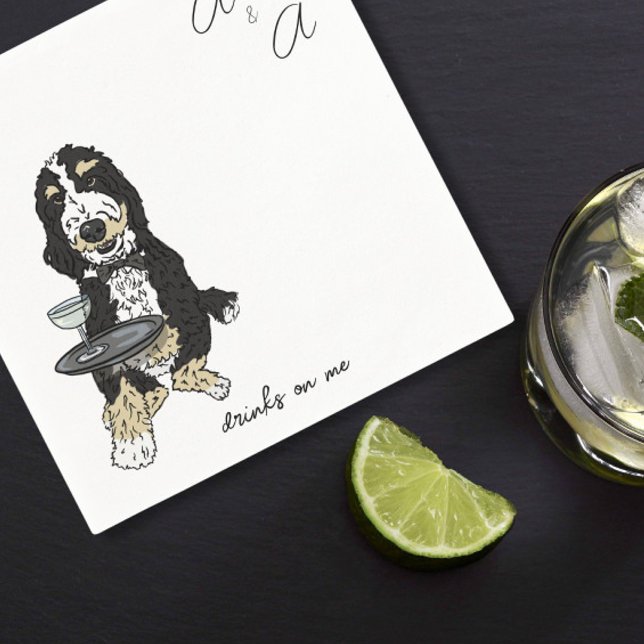 Guardanapo De Papel Engraçado Bernedoodle Cocktail (Criador carregado)