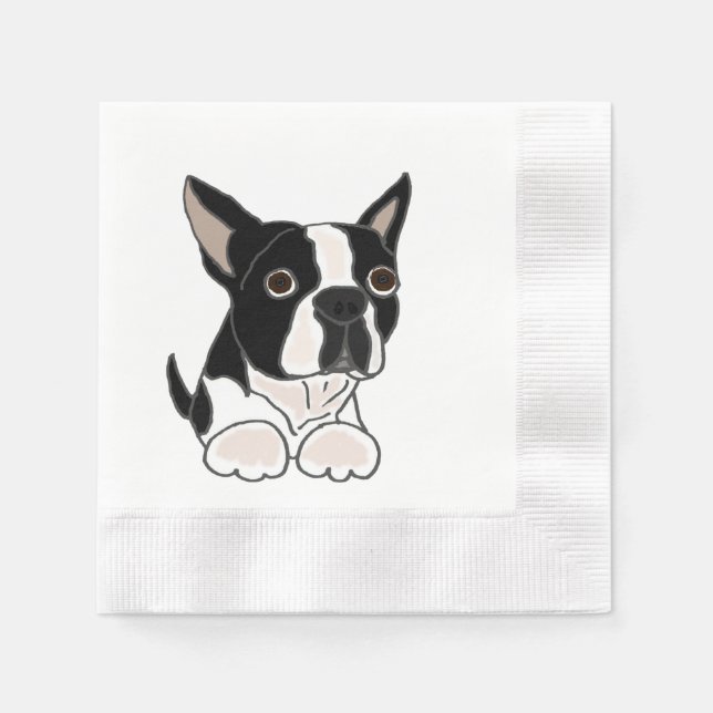 Guardanapo De Papel Engraçado Boston Terrier Puppy Dog Art (Frente)