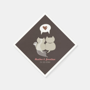 Guardanapo De Papel Engraçado Cartoon Gatos de Casamento Ensaio Napkin