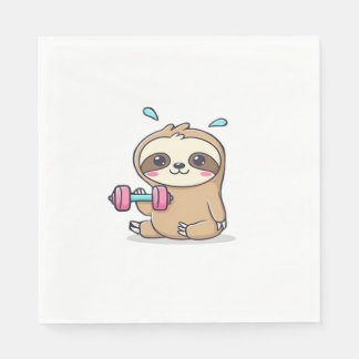 Guardanapo De Papel Engraçado Chibi Sloth Workout - Um Bom Cartoon Kaw