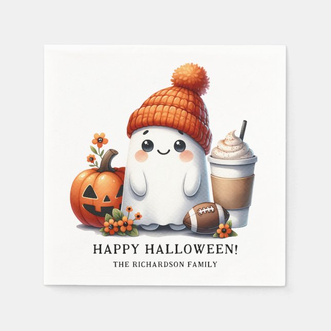 Guardanapo De Papel Engraçado Espírito de Futebol Feliz Halloween (Frente)