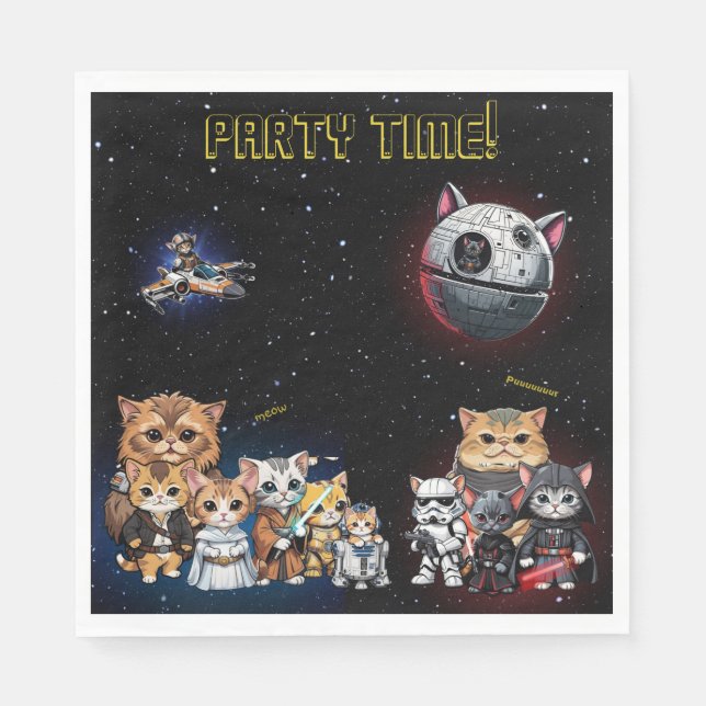 Guardanapo De Papel Engraçado Ficção Científica Kitty Cat Convite Pers (Frente)