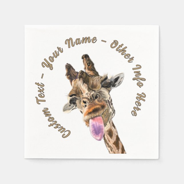 Guardanapo De Papel Engraçado Girafa Napkins com Texto Personalizado (Frente)