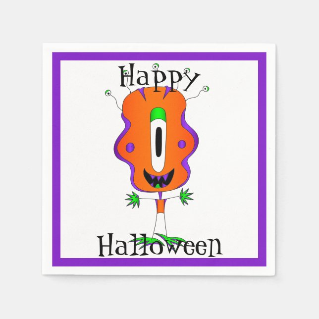 Guardanapo De Papel Engraçado, Monstro, Halloween (Frente)