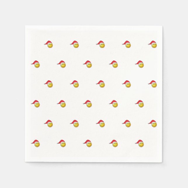 Guardanapo De Papel Engraçado Natal Emoji Santa Hat Patterno (Frente)