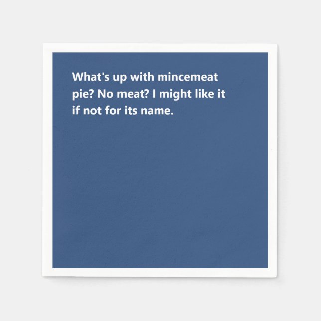 Guardanapo De Papel Engraçado Natal Pie Poem Bold Blue (Frente)