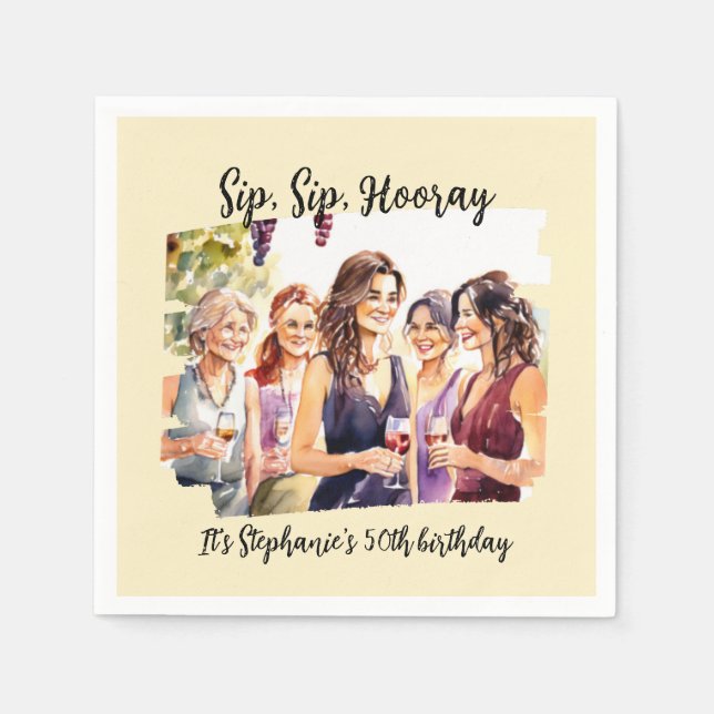 Guardanapo De Papel Engraçado Queda Provando de vinho da mulher 50º an (Frente)