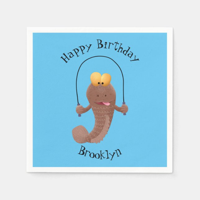 Guardanapo De Papel Engraçado saltando desenho de peixe (Frente)