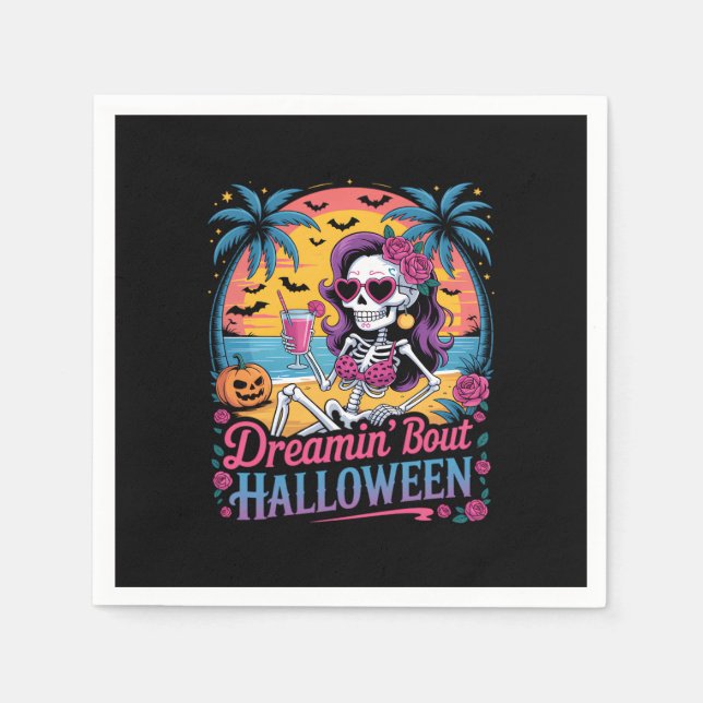 Guardanapo De Papel Engraçado Skeleton Dreamin 'Bout Halloween Summerd (Frente)