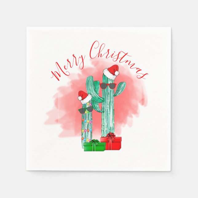 Guardanapo De Papel Engraçado Southwest Cactus Sunvidros Natal (Frente)