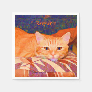 Guardanapo De Papel Engraçado Tabby Cat Laranja Brito