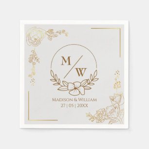 Guardanapo De Papel Engraving Golden Floral Wedding