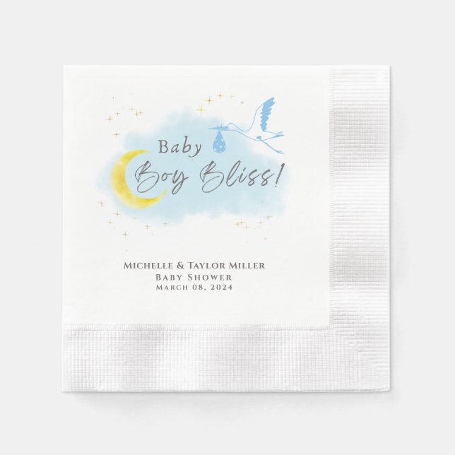 Guardanapo De Papel Entrega Especial de Stork Dourada Starlit Baby Boy (Frente)
