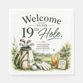 Guardanapo De Papel Equipamento de golfe com texto em verde