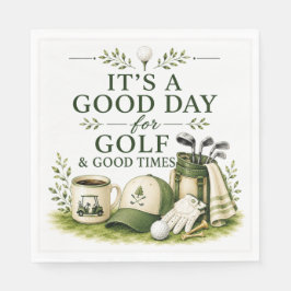 Guardanapo De Papel Equipamento de golfe com texto em verde