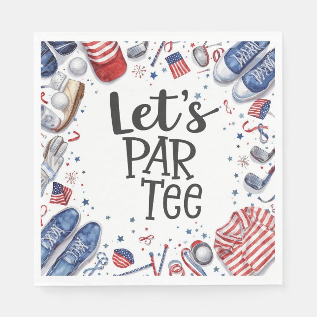Guardanapo De Papel Equipamentos de Golfe com Texto Deixe Par Tee Fest (Frente)