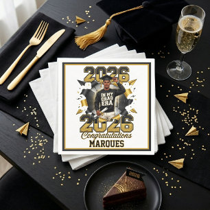 Guardanapo De Papel Era de Graduação Preto e Dourado 2026 Masculino Af