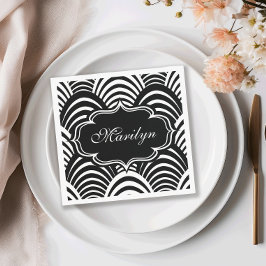 Guardanapo De Papel Era do Jazz Moderno Elegante Preto e Branco Anos 1