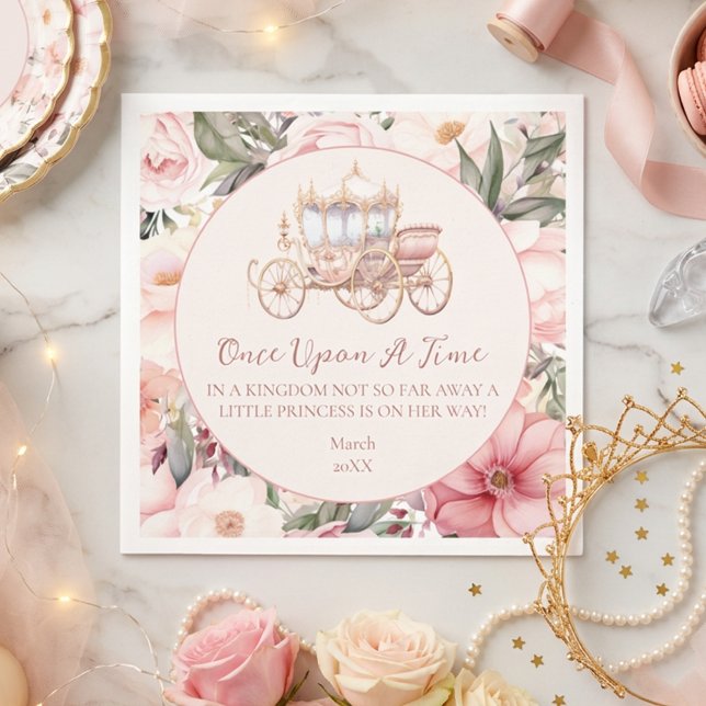 Guardanapo De Papel Era Uma Vez Churrasco de Bebê Princesa Rosa (Criador carregado)