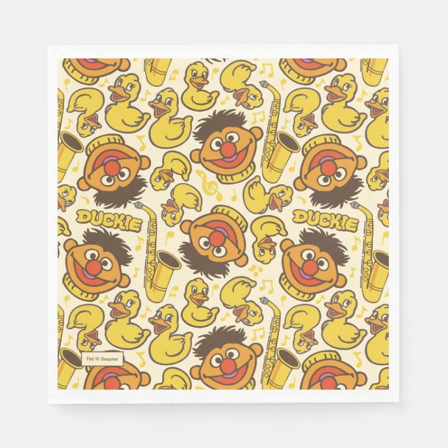 Guardanapo De Papel Ernie e Rubber Duckie Pattern (Frente)