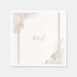 Guardanapo De Papel Esboço Botânico Sage & Blush Floral Casamento