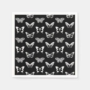 Guardanapo De Papel Esboço da borboleta, preto e branco