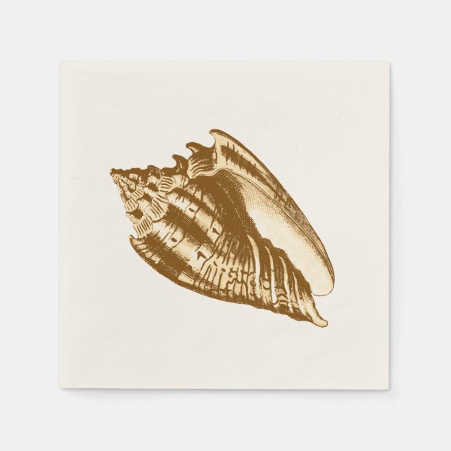 Guardanapo De Papel Esboço da concha - castanho, branco e bronzeado (Frente)