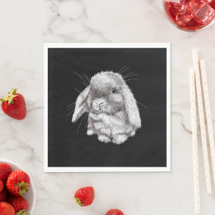 Guardanapo De Papel Esboço de Coelho Bunny de Orelhas Caídas para Home
