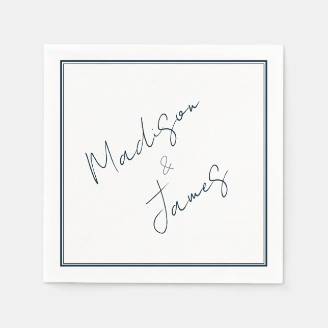 Guardanapo De Papel Esboço Elegante - Coquetel Minimalista Azul (Frente)