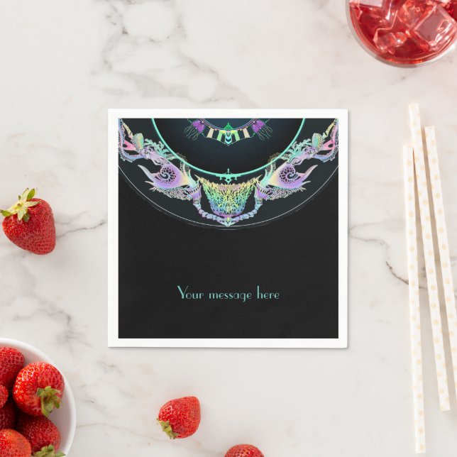 Guardanapo De Papel Esboço marinho em neon, personalizável (Insitu)