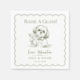 Guardanapo De Papel Esboço Minimalista de Casamento de Shih Tzu Person