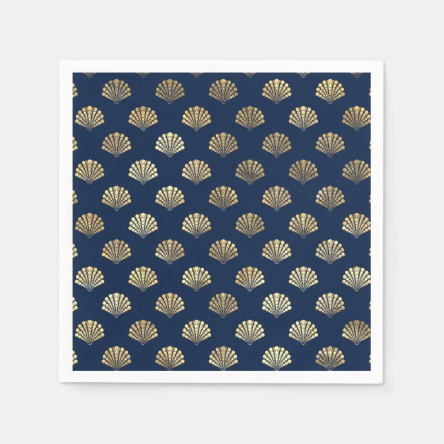 Guardanapo De Papel Escalas de ouro em Azul (Frente)