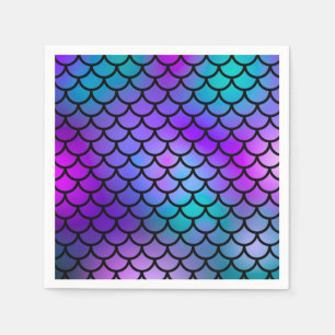 Guardanapo De Papel Escamas de Sereia Rosa Roxo Azul Fantasia Peixe