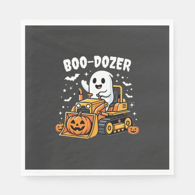 Guardanapo De Papel Escavadeira Fantasma Boo Dozer Halloween_1 (Frente)