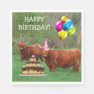 Guardanapo De Papel Escocês - Highland Steer Birthday Paper Napkin