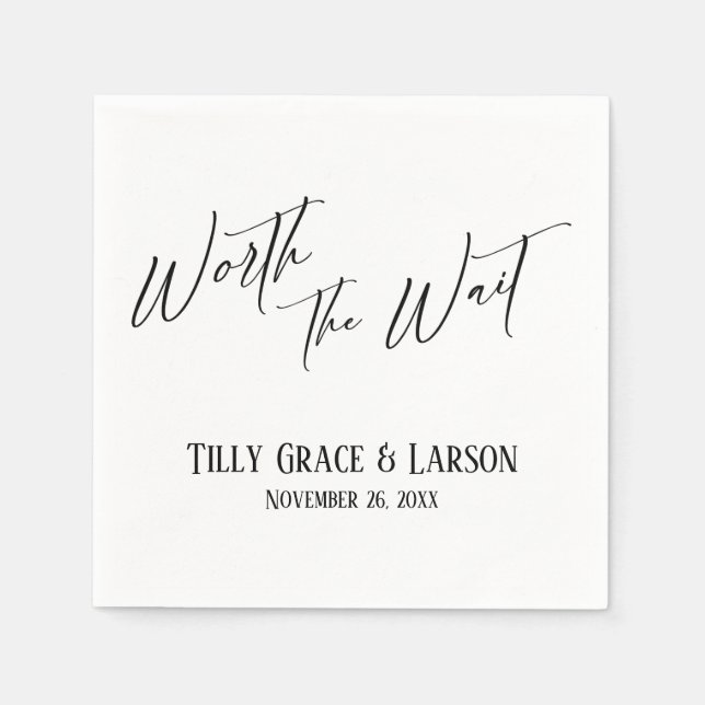 Guardanapo De Papel Escrita manual elegante - Simples vale a espera (Frente)