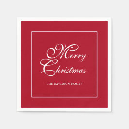 Guardanapo De Papel Escrito Branco Elegante - Natal Vermelho Personali
