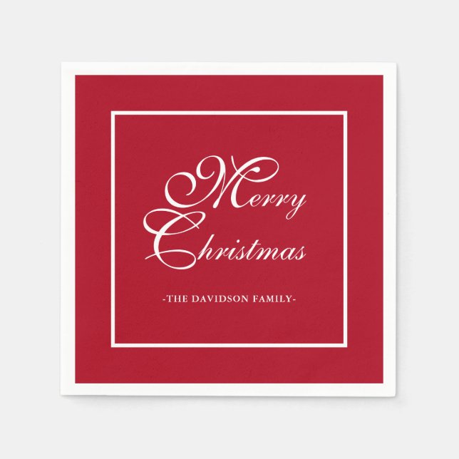 Guardanapo De Papel Escrito Branco Elegante - Natal Vermelho Personali (Frente)