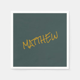 Guardanapo De Papel Escrito com letras douradas modernas verdes escura