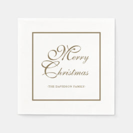 Guardanapo De Papel Escrito Dourado Elegante - Natal branco personaliz