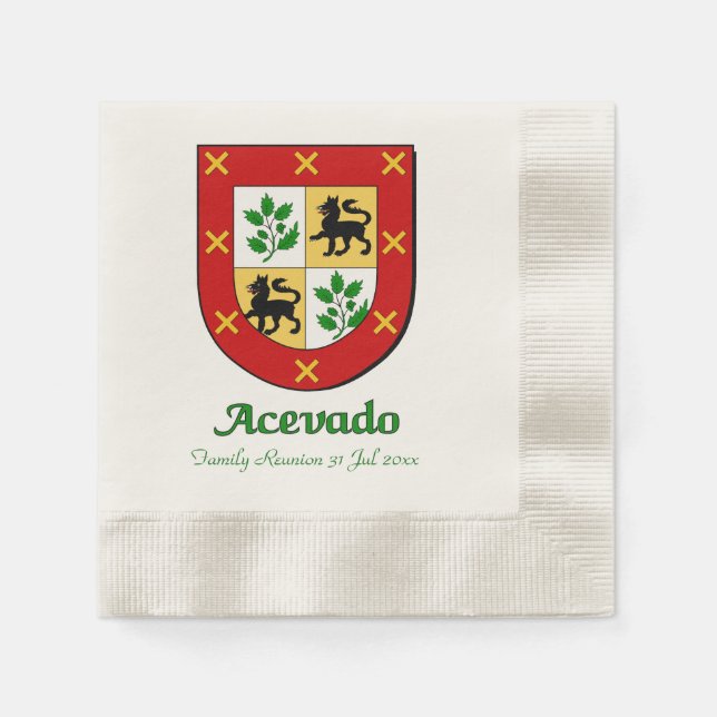Guardanapo De Papel Escudo da família Acevado (Frente)