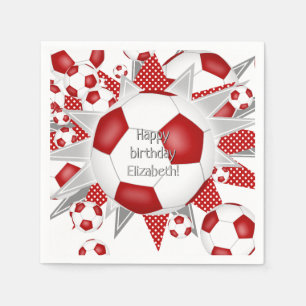 Guardanapo De Papel Esferas de futebol vermelhas celebram aniversário