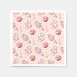 Guardanapo De Papel Espaço das Meninas Aniversário Crianças Rosa Astro